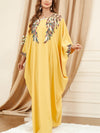 Yellow Bat Sleeve Loose Kaftan