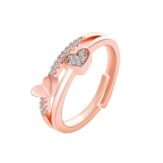 Adjustable Premium Women Crystal Ring - Rose Gold