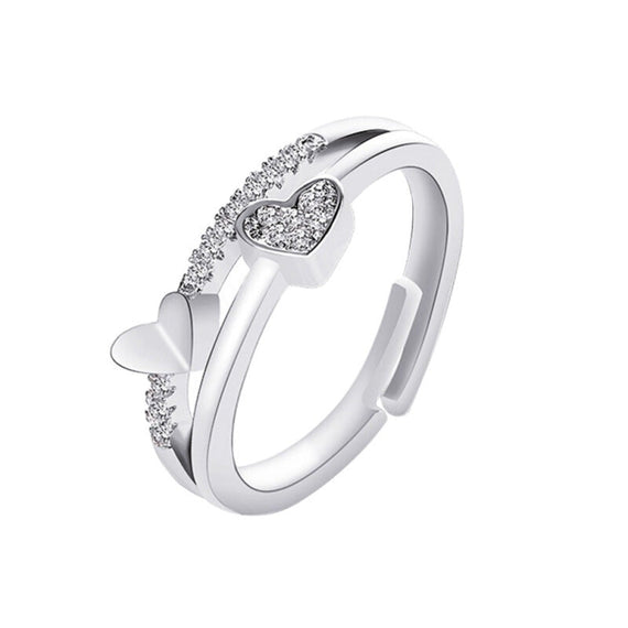 Adjustable Premium Women Crystal Ring - Silver