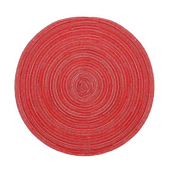 Anti Slip Durable Insulated Solid Round Mat - Red