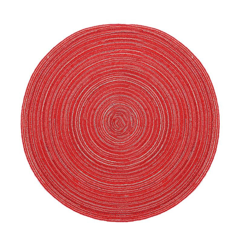 Anti Slip Durable Insulated Solid Round Mat - Red