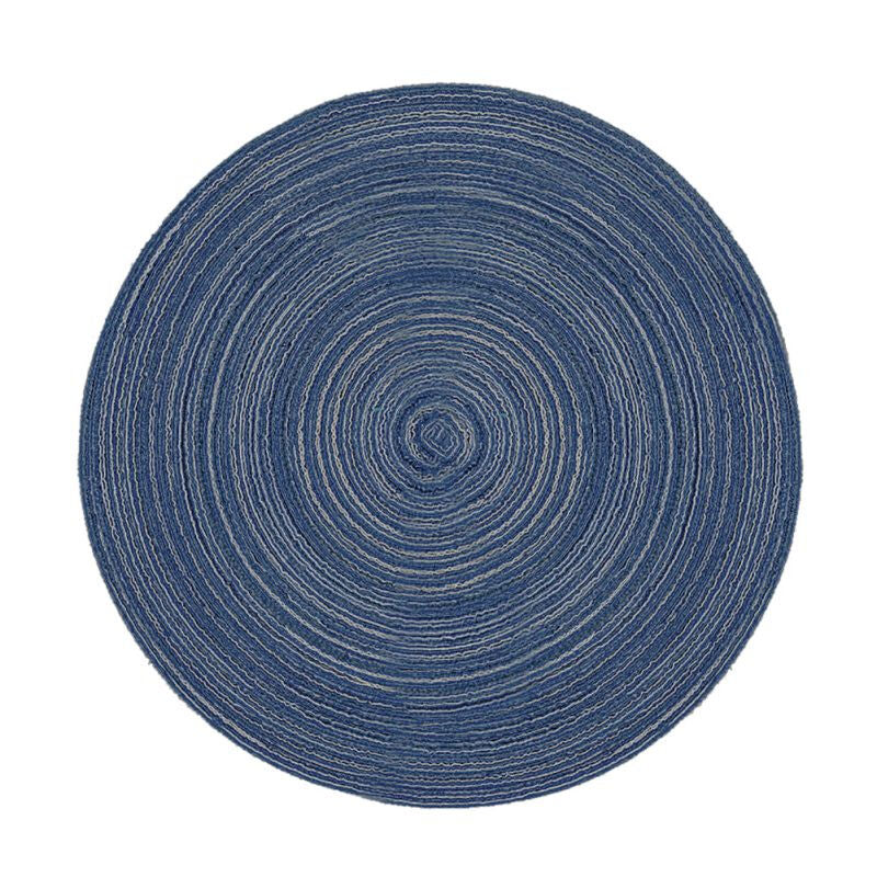 Anti Slip Durable Insulated Solid Round Mat - Blue