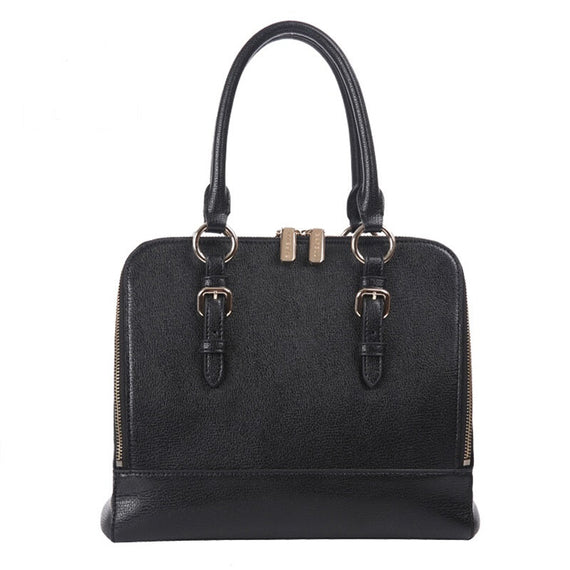 Bafelli Split Leather Briefcase - Black