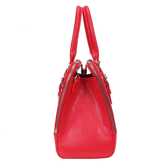 Bafelli Split Leather Briefcase - Red