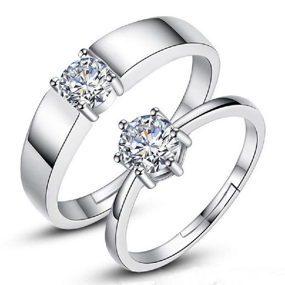 Beautiful Premium Copper Plating Couple Ring - Silver