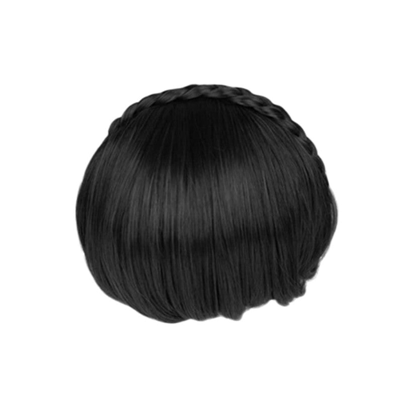 Braid Hairband Synthetic Bangs Wig - Black