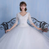 Bridal V-Neck Tutu Long Wedding Dress - Ivory