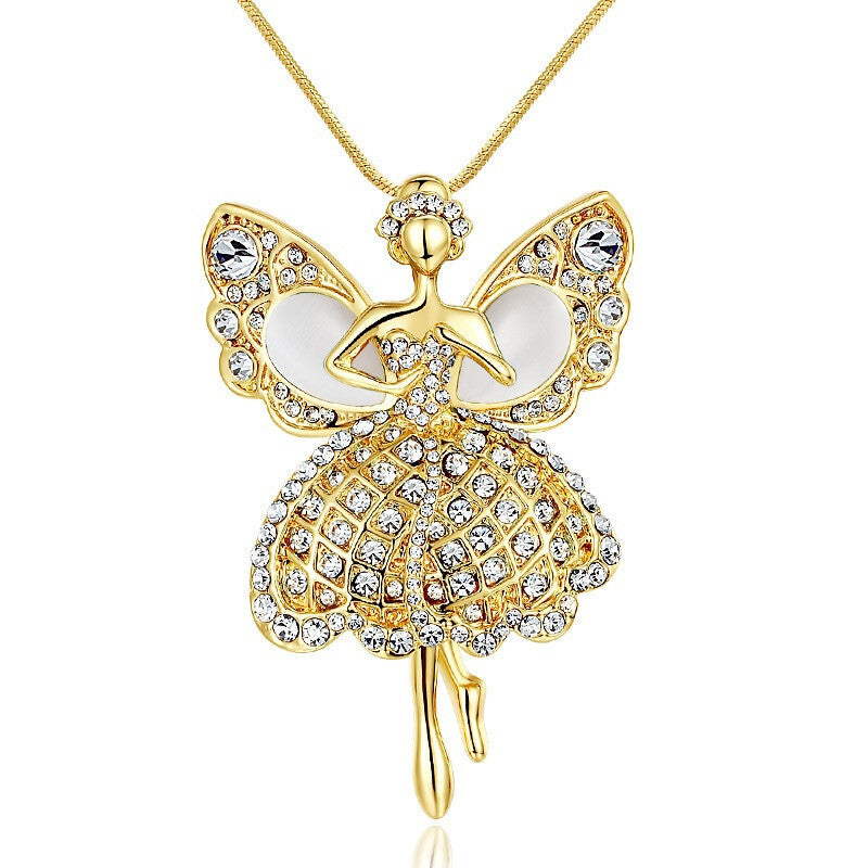 Butterfly Premium Long Sweater Chain - White