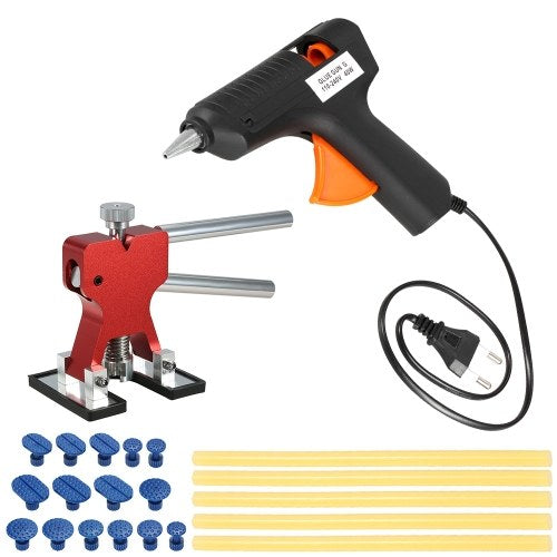 Car Paintless Dent Repair Tools Dent Puller +15 Pcs Glue Tabs +110-240V 40W Hot Melt Glue Gun w/ 5pcs Glue Sticks US Plug