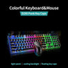 D290 Keyboard and Mouse Combo with Wired 104 Keys Backlight Punk Keyboard Wired Colorful 3D Mouse for Laptop/PC Black