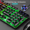 D290 Keyboard and Mouse Combo with Wired 104 Keys Backlight Punk Keyboard Wired Colorful 3D Mouse for Laptop/PC Black