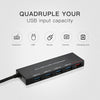 5 Ports Super Speed Mini Portable USB 3.0 Hub 5Gbps Transfer Speed With Dedicated Charging Port 2.4A Port (Black)