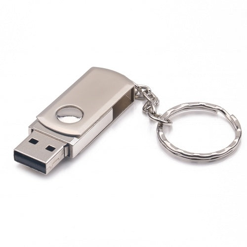 Metal Rotatable USB Flash Drive Pen Drive USB2.0 32G/64G Memory Stick U Disk with Flash Card Keychain