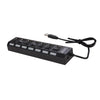 JDL-A7 HUB USB Hub 7 Port USB 2.0 Independent Switch Indicator High Speed Ultra Slim Splitter Hub with USB Cable for Desktop Notebook USB Mouse Scanner Digital Camera U Disk USB Keyboard and more