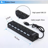 JDL-A7 HUB USB Hub 7 Port USB 2.0 Independent Switch Indicator High Speed Ultra Slim Splitter Hub with USB Cable for Desktop Notebook USB Mouse Scanner Digital Camera U Disk USB Keyboard and more