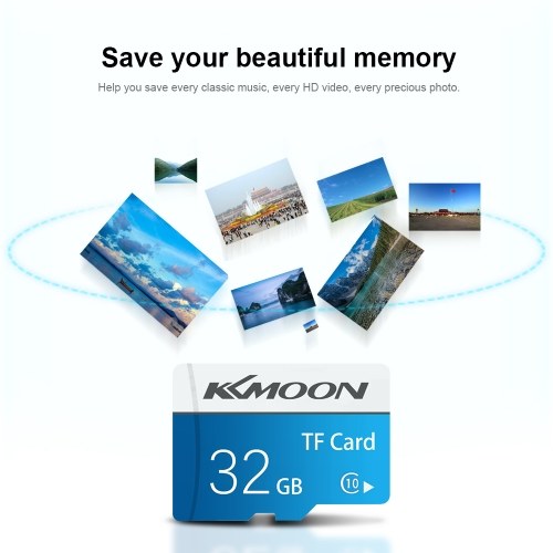 بطاقة KKmoon Micro SD بطاقة ذاكرة فلاش TF لتخزين البيانات سعة 32 جيجابايت فئة 10 سرعة سريعة (أزرق)