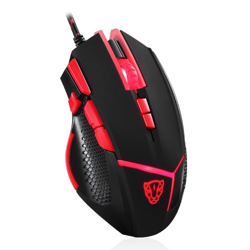 Motospeed Wired Mouse Gaming Mouse 4000DPI 9 Buttons Optical Mice with Weight Tuning Set Non-slip Design with LED Light Fire/Sniper Button