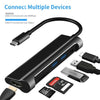 Multifunctional 6-in-1 Type-C Hub Type-C to USB3.0 HD Converter with SD TF Card Slot USB3.1 Adapter Plug and Play Black