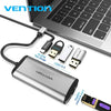 Vention TGDHB Type-C to USB3.0 * 3 RJ45 PD HUB Dock USB-C Adapter Converter Splitter Gray 0.15M