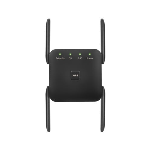 1200Mbps Dual Frequency 2.4G/5G Wireless Repeater WiFi Signal Amplifier WiFi Range Extender for Home Office Black EU Plug