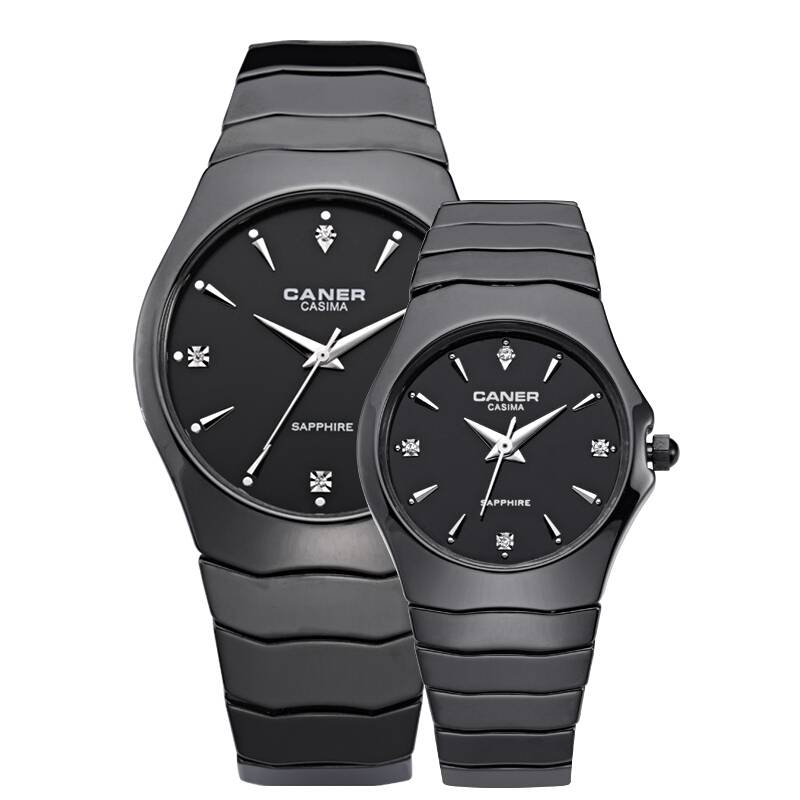 Casima Premium Ceramic Couple Watches - Black