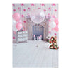 Andoer 1.5 * 2.1m/5 * 7ft Birthday Party Photography Background Pink Balloon Light Bulb Flower Fireplace Wood Floor Children Baby Backdrop Photo Studio Pros