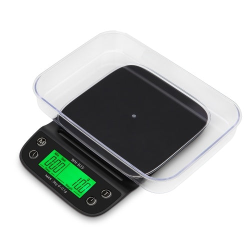 WH-B25 LCD High Definition Display LED Green Backlight Hand-made Coffee Electronic Scale Kitchen Scale Baking Scales with Bowl and Waterproof Heat-resistant Silicone Mat