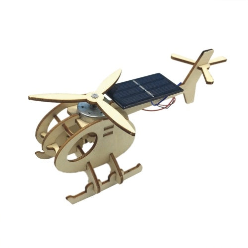 3D Assemble Solar Energy Powered Helicopter Wooden Puzzle Plane Wood Model Building Kit DIY Craft Kit Creative Educational Teaching Toy Gift for Boys Girls Children Kids and Adult