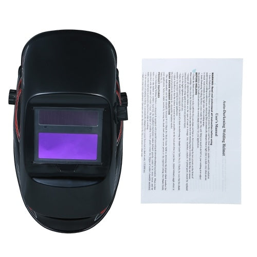 Welding Helmet Solar Powered Auto Darkening Protective Helmet Shield with Variable Shade from DIN9 to DIN13 Suitable for ARC TIG MIG Spot Micro Wire AC DC Plasma Welders/Cutters