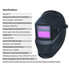 Welding Helmet Solar Powered Auto Darkening Protective Helmet Shield with Variable Shade from DIN9 to DIN13 Suitable for ARC TIG MIG Spot Micro Wire AC DC Plasma Welders/Cutters