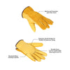 Leather Working Gloves Men's Work Cowhide Gloves Gardening Digging Planting Plant Flower Pruning Protective Glove Driver Security Non-Slip Protection Wear Safety Workers Welding Moto Gloves for Men and Women with Elastic Wrist