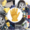 Men's Work Cowhide Gloves Gardening Digging Planting Leather Working Gloves Plant Flower Pruning Protective Glove Driver Security Non-Slip Protection Wear Safety Workers Welding Motorcycle Gloves for Men and Women with Elastic Wrist