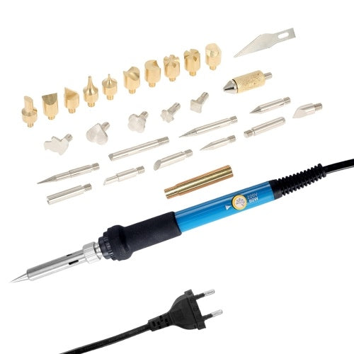 28PCS 60W Electric Adjustable Temperature Welding Soldering Iron Kit Carving Pyrography Tool Wood Embossing Burning Soldering Pen Set