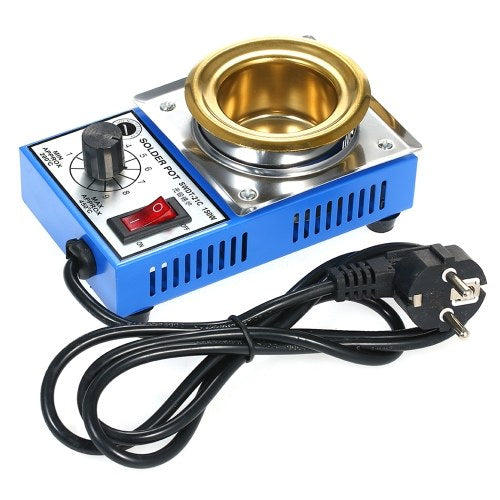 250W 220V 80mm 800g Mini Lead Free Soldering Pot Titanium Coating Stainless Steel Solder Pot Compact Temperature Adjustable Solder Bath for Welding and Soldering