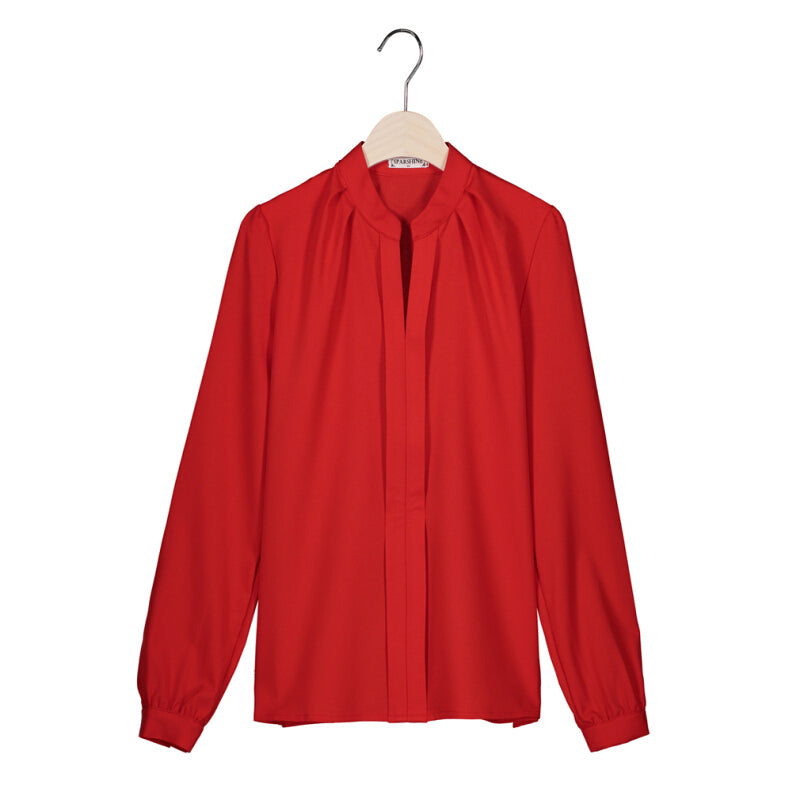 Elegant Office Long Sleeve Slim Blouse - Red