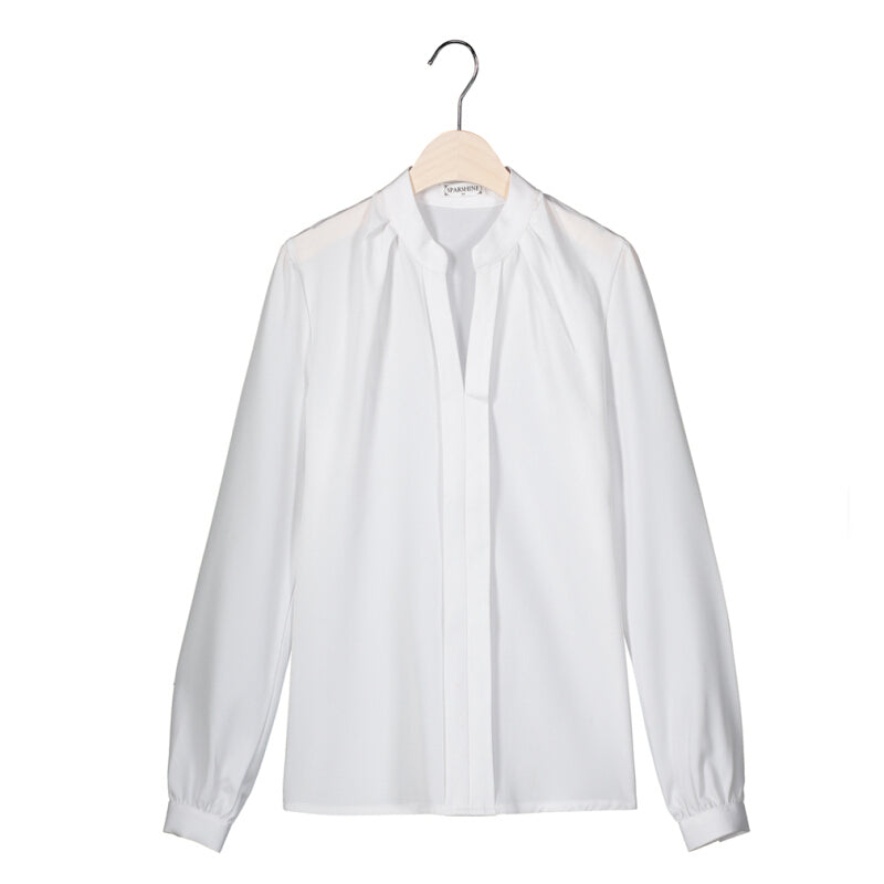 Elegant Office Long Sleeve Slim Blouse - White