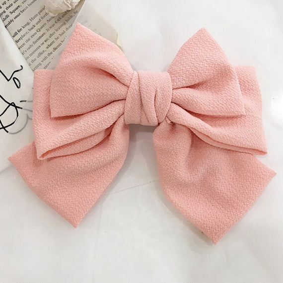 Fashion Bow Knot Chiffon Hair Grips - Pink