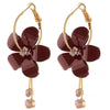 Fashion Women Camellia Flower Stud Earrings - Brown