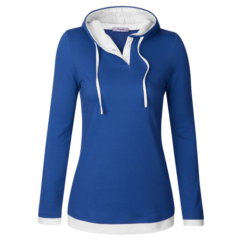 Fashion Women Long Sleeve Hoodies Top - Blue