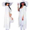Fashion Women Loose Long Trench Coat - White