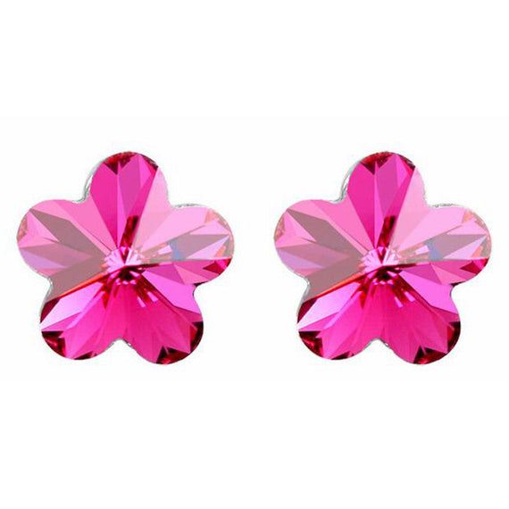 Fashionable Jewelry Flower Stud Earrings - Red Violet