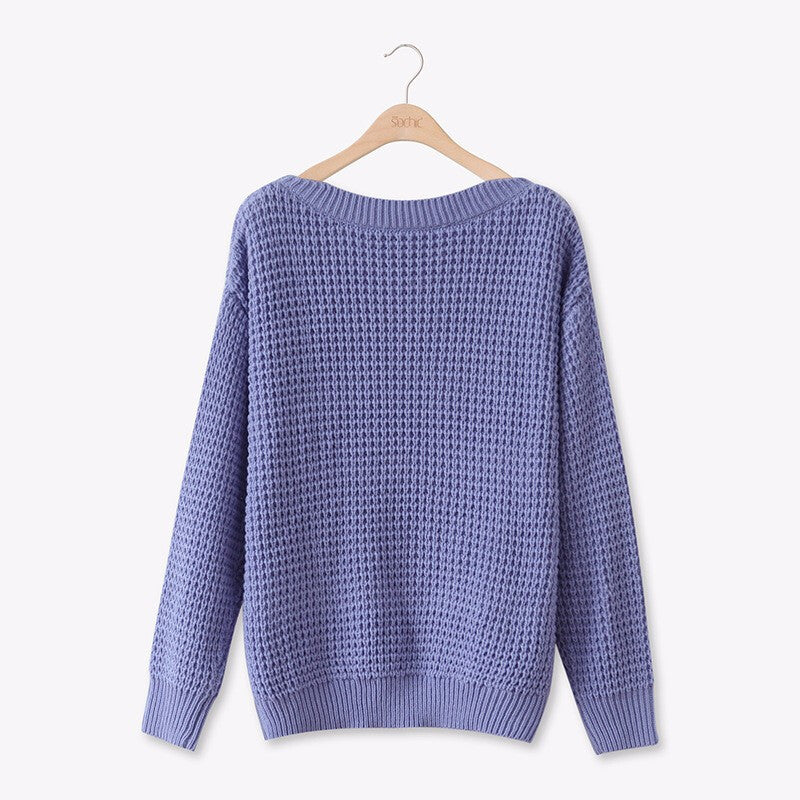 Fashionable Pullover Knitted Loose Top - Purple