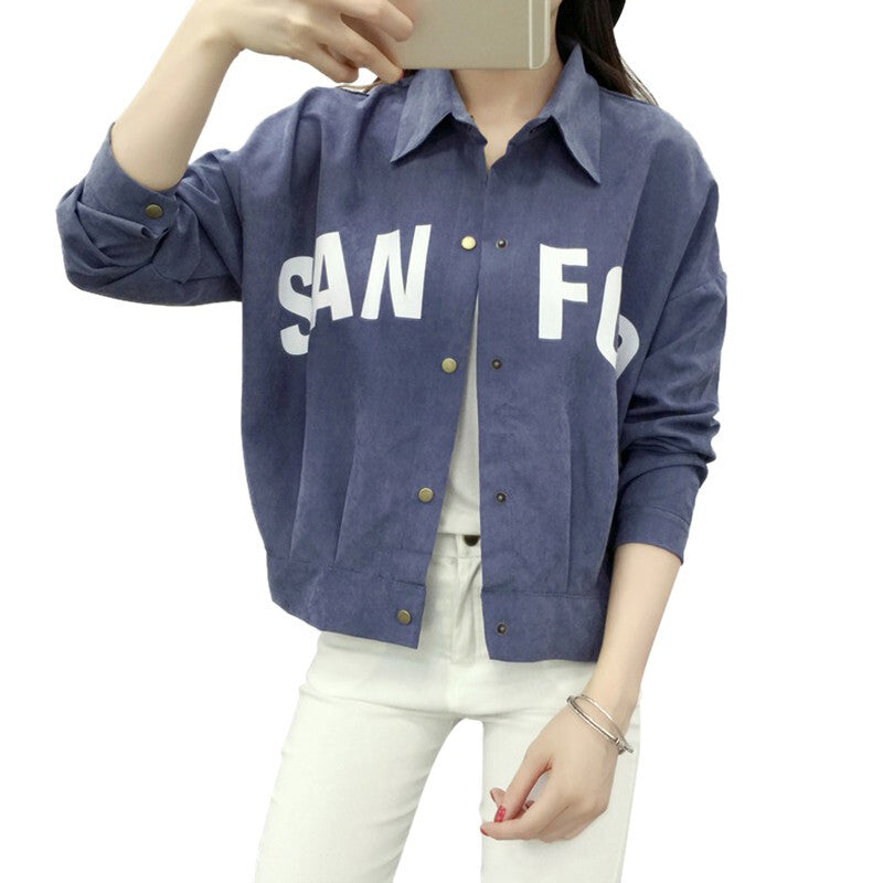 Fashionable Women Jacket Long Sleeve - Blue