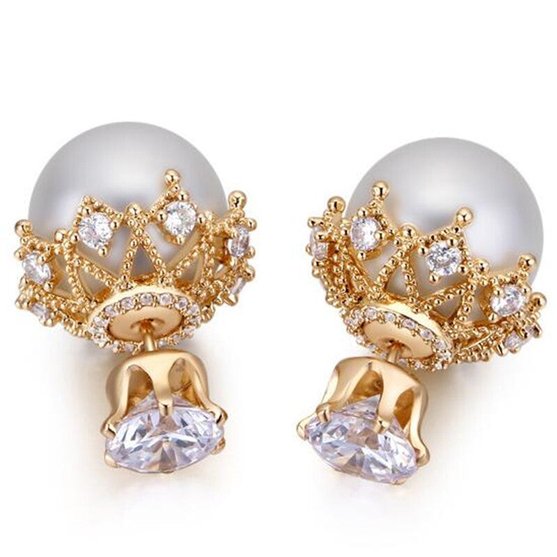 Fashionable Women Pearl Stud Earrings - Champagne