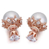 Fashionable Women Pearl Stud Earrings - Rose Gold