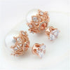 Fashionable Women Pearl Stud Earrings - Rose Gold