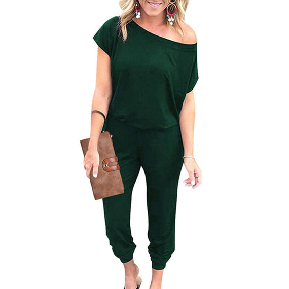 Fashionable Women's Casual Jumpsuits - Dark Green