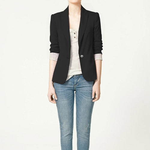 2012 Stylish Women Blazer Jacket Coat Tunic Casual Suit Foldable Sleeve