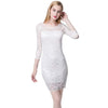 Women Lace Dress Slash Neck Cocktail Evening Dress White/Black