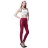 Fashion Women Leggings Leather Look Panels Elastic Waist Stretchy Skinny Pants Trousers Burgundy